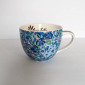 Lilly Pulitzer Blue Floral with gold foil trim Mug Cup FabFitFun Exclusive